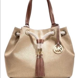 Michael Kors canvas tote w/ leather trim